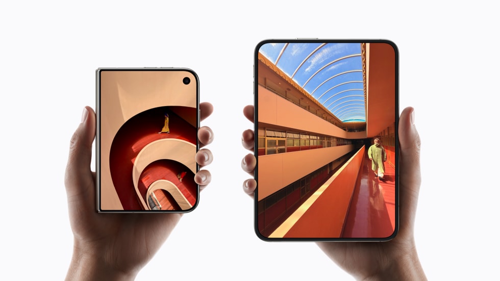 Apple press photo of iPhone Duo held open and closed